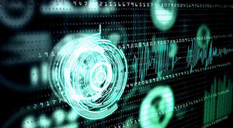 Abstract glowing digital interface background. Future and innovation cybersecurity solutions concept.
