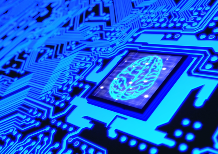 AI, machine learning digital blue light grid